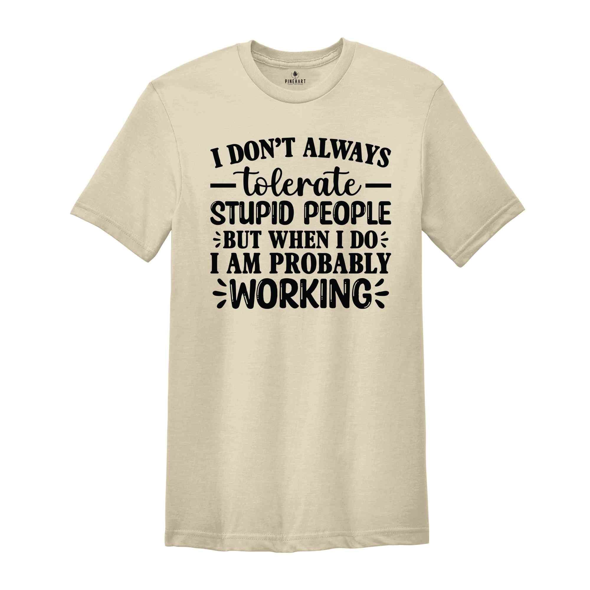 I Don't Always Tolerate Stupid People But When I Do I Am Probably At Work T-Shirt, Funny Work Shirt, Sarcastic Shirts