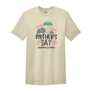 Custom Matching Our First Mother's Day T-Shirt, Cute Mummy And Baby Personalized Shirt, Mother's Day T-Shirt