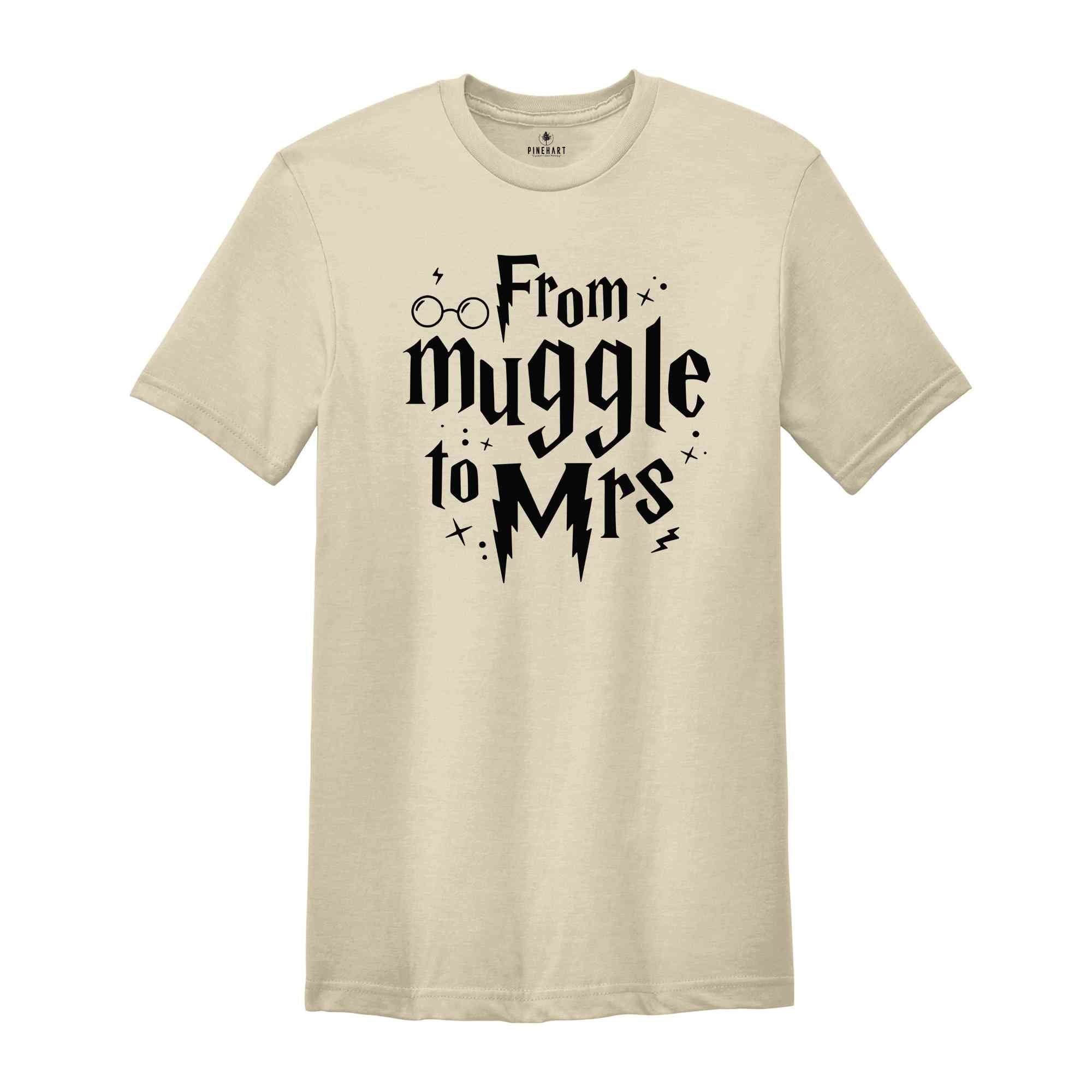 From Muggle to Mrs Shirt, Bridal Bachelorette, Potterhead Bridal Shirt, Harry Potter Fan Wedding, HP Wedding Shirt, Bookish Shirt