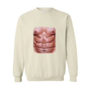 Chest Six Pack Muscles Sweatshirt, Bodybuilder , Funny Gym , Present Dad , Workout , Fitness Lover