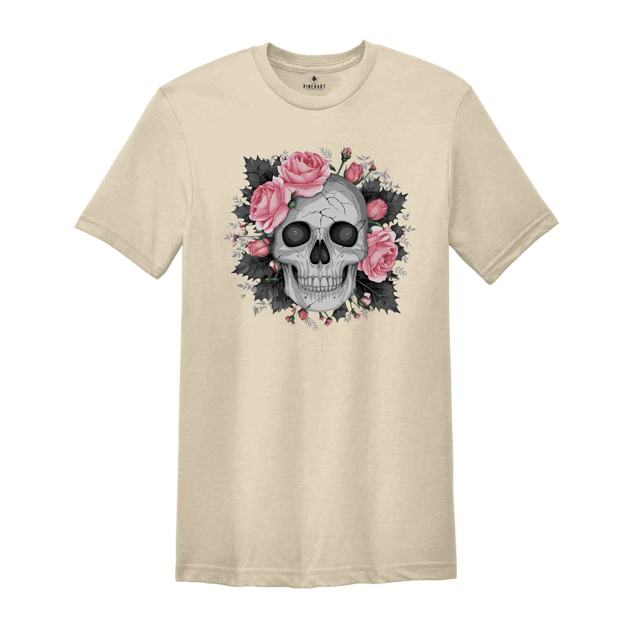 Skeleton shirt, Flowers shirt, Vintage Mom Shirt, Halloween shirt, Halloween Funny Shirt, Spooky Shirt, Pink Roses Shirt, Ghost Shirt