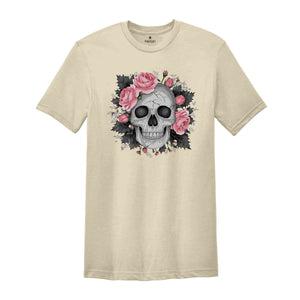 Skeleton shirt, Flowers shirt, Vintage Mom Shirt, Halloween shirt, Halloween Funny Shirt, Spooky Shirt, Pink Roses Shirt, Ghost Shirt