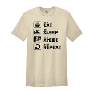 Eat Sleep Anime Repeat Shirt, Anime Shirt, Gift for Anime Lover, Gift for Anime Fan, Anime Otaku Shirt, Anime Sweatshirt, Cool Anime Shirt