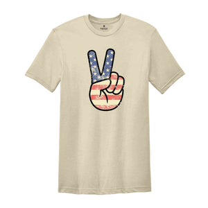 America Peace T-Shirt, America Shirt, Patriotic Shirt, Peace Sign Tee, 4th Of July Celebrations Shirt, Independence Day Shirt