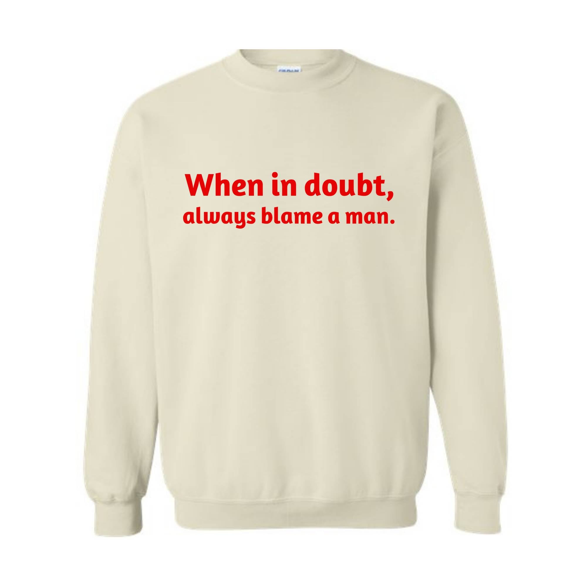 When In Doubt Always Blame A Man Sweatshirt,  Motivational Sweatshirt, Trendy Dad Gift