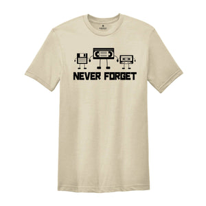 Retro Never Forget Shirt, Magnetic Media Silhouette, Floppy Disk Shirt, Handmade T-Shirt, Men's Novelty Tee, Funny Shirt Men