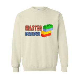 Master Builder Sweatshirt, Building Blocks, Birthday Gift For Kids, Funny Dad, Men Graphic , Building Sweatshirt