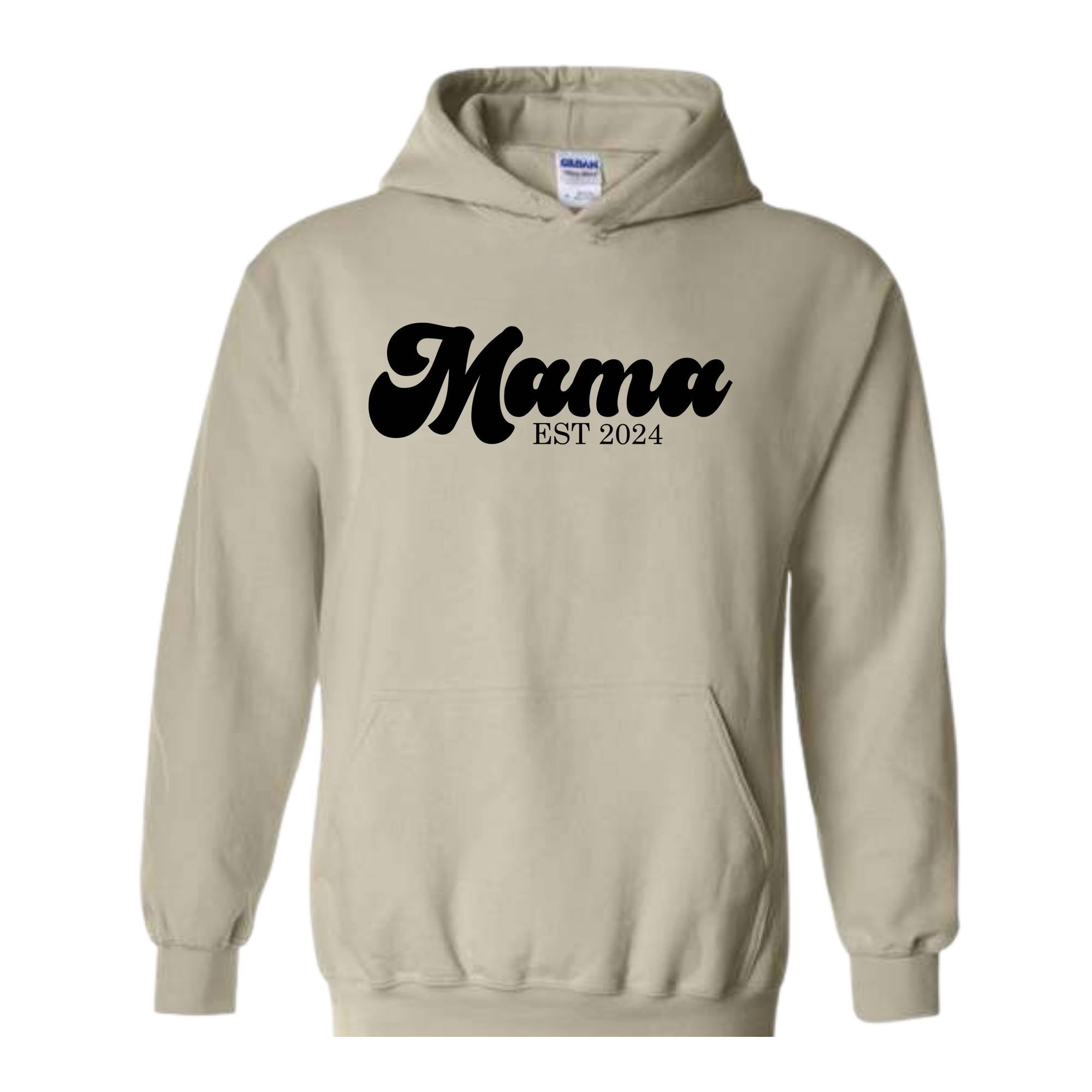 Mama Est 2024 Sweatshirt, Mama Sweatshirt, Mama To Be Hoodie, Future Mama Gift, New Mama Sweatshirt, Pregnancy Hoodie, Baby Shower Sweater