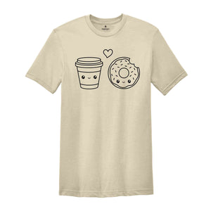 Coffee Cup & Donut Shirt, Match Friendship Shirt, Love Donut T-Shirt, Gift for Friend Shirt, Coffee Lover Shirt, Donut Birthday Shirt