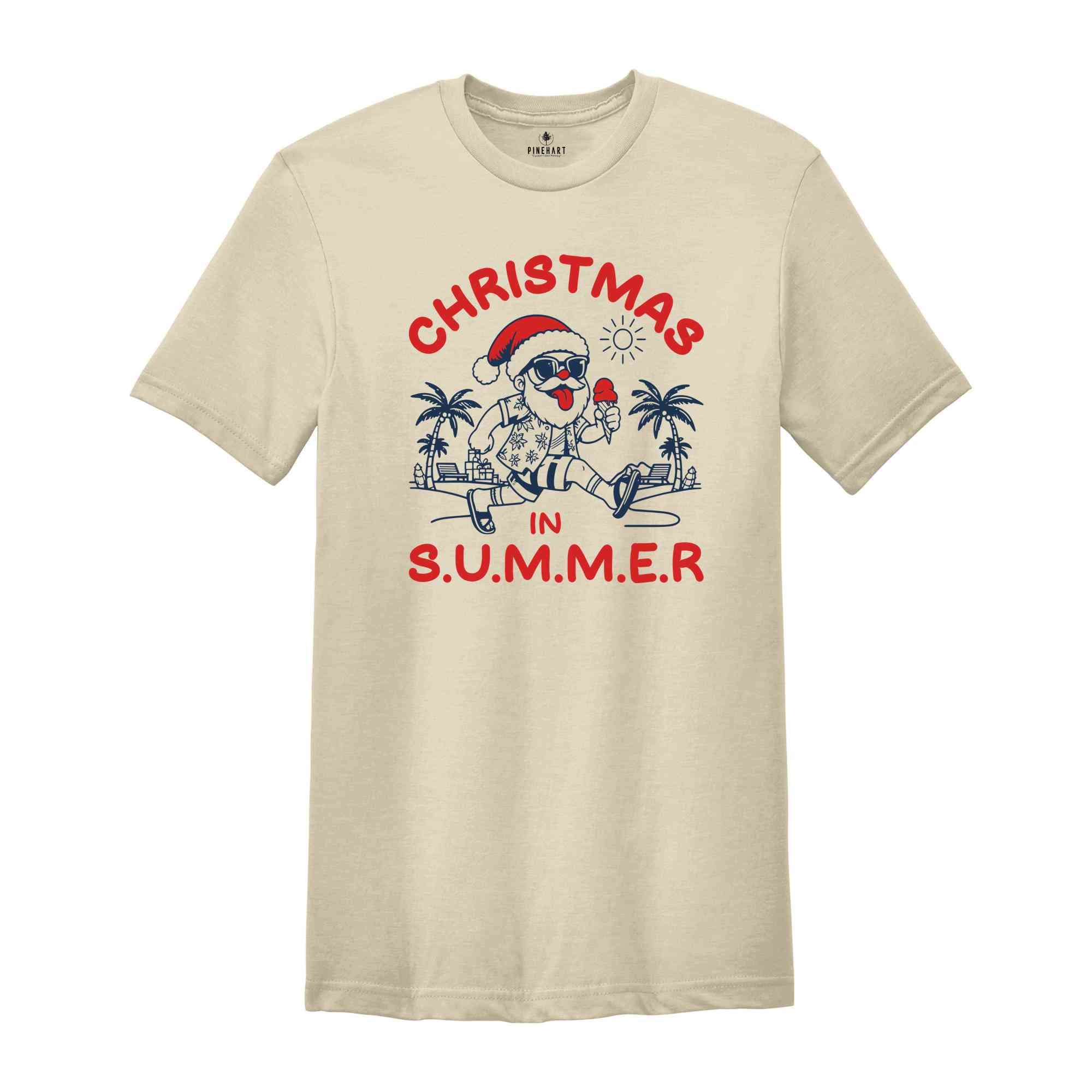 Christmas In Summer Shirt, Beach Christmas Tee, Xmas Vacation Tee, Summer Xmas Shirt, Summer Vibe Shirt, Summer Santa Shirt