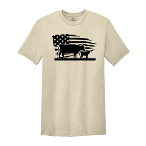 USA Cow Farm Shirt, Farm Cow T-Shirt, Farmer Cow Tee, Farm Animal Shirt, Farmer American Flag Shirt, Farmer Gift