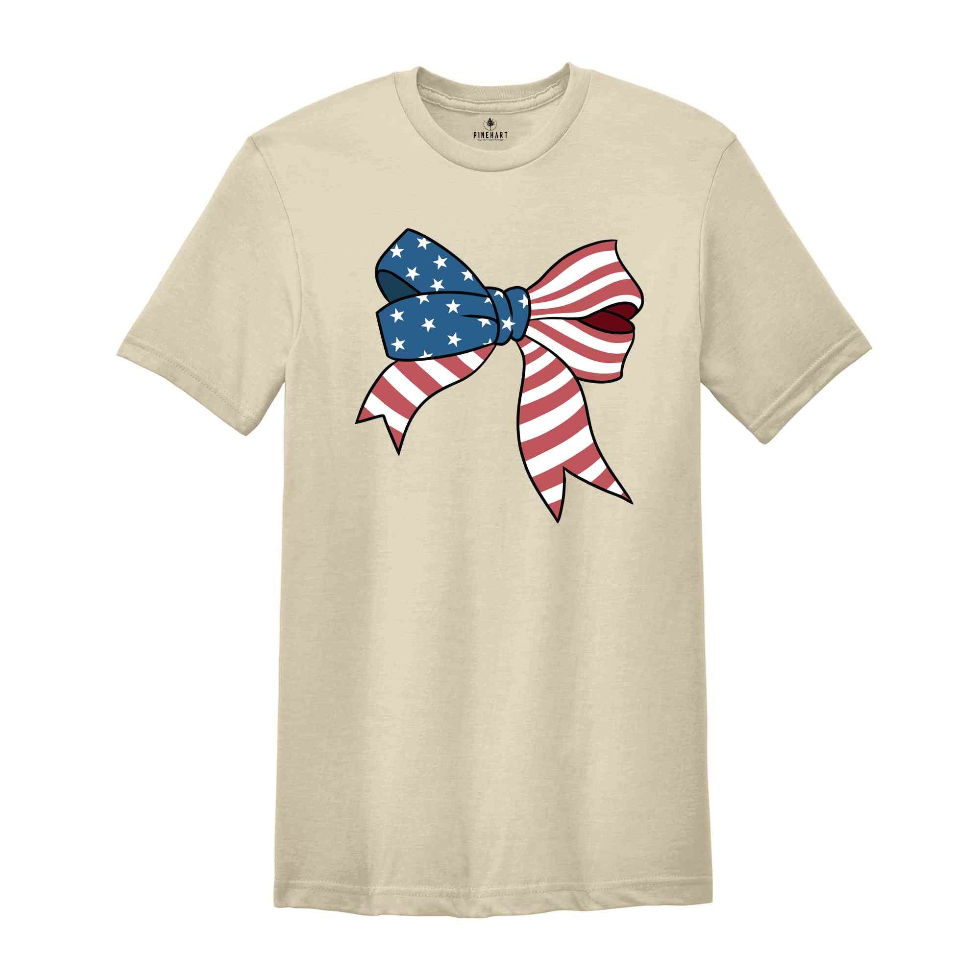 4th Of July Bow Shirt, 4th Of July Shirt, American Flag Bow, Bow Shirt, USA Shirt, America Shirt, Patriotic Gifts