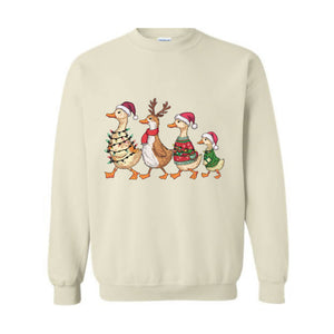 Christmas Ducks Sweatshirt, Duck Christmas Sweatshirt For Women, Funny Animals Christmas Sweatshirt, Farm Lover Gift, Funny Christmas Sweatshirt