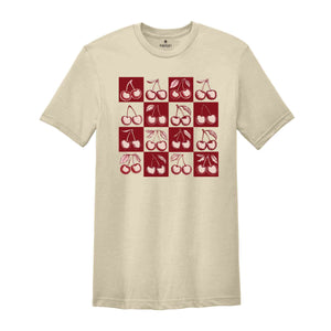 cherry Checkered Shirt, cherry Fruit Shirt, cherry garden foodie lover T-shirt, Cherry Picking Season Shirt