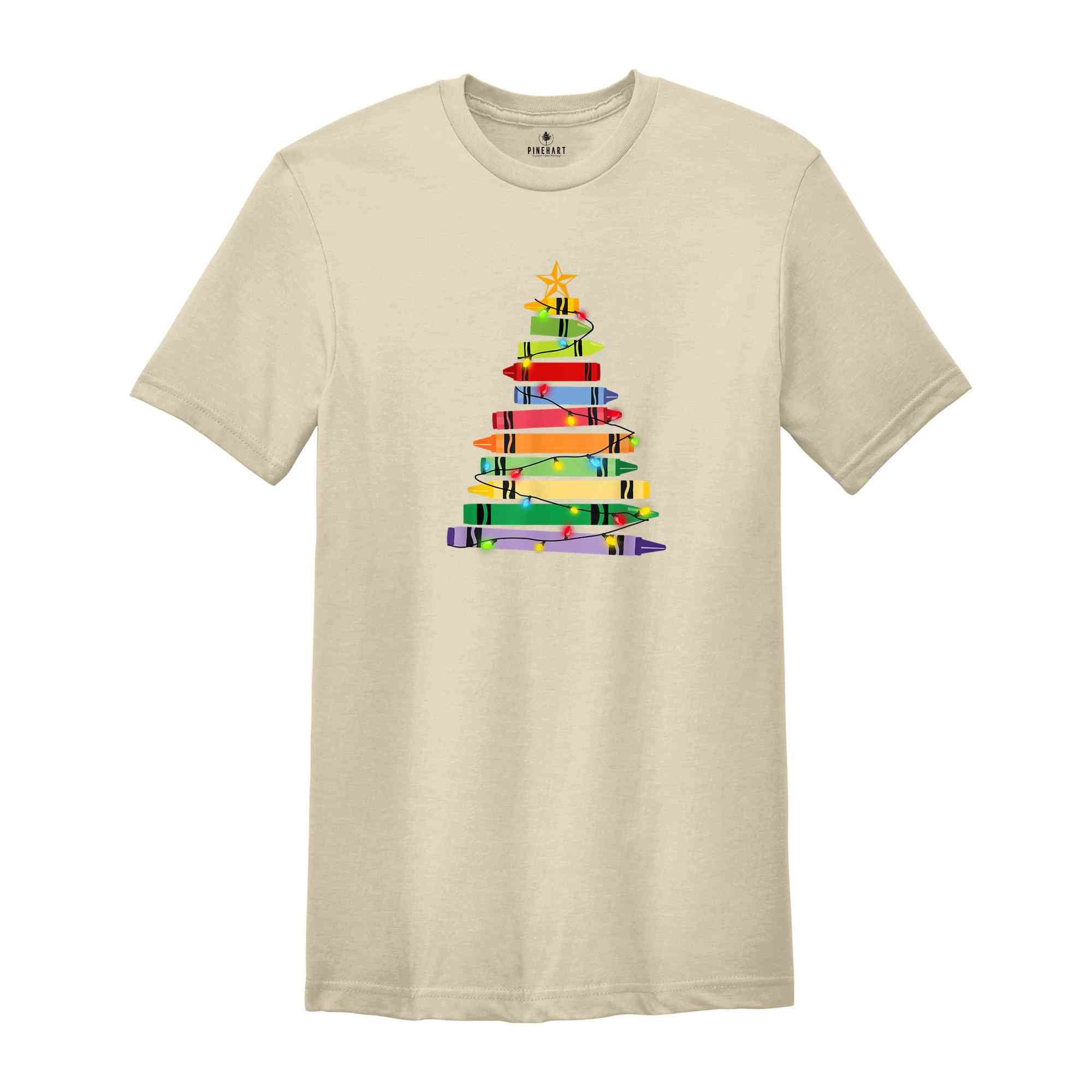 Teacher Crayon Christmas Tree Christmas Shirt, Gift For Teachers, Christmas Crayon Shirt, Teacher Shirt, Christmas Kindergarten Shirt