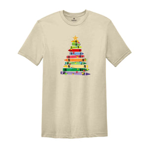 Teacher Crayon Christmas Tree Christmas Shirt, Gift For Teachers, Christmas Crayon Shirt, Teacher Shirt, Christmas Kindergarten Shirt