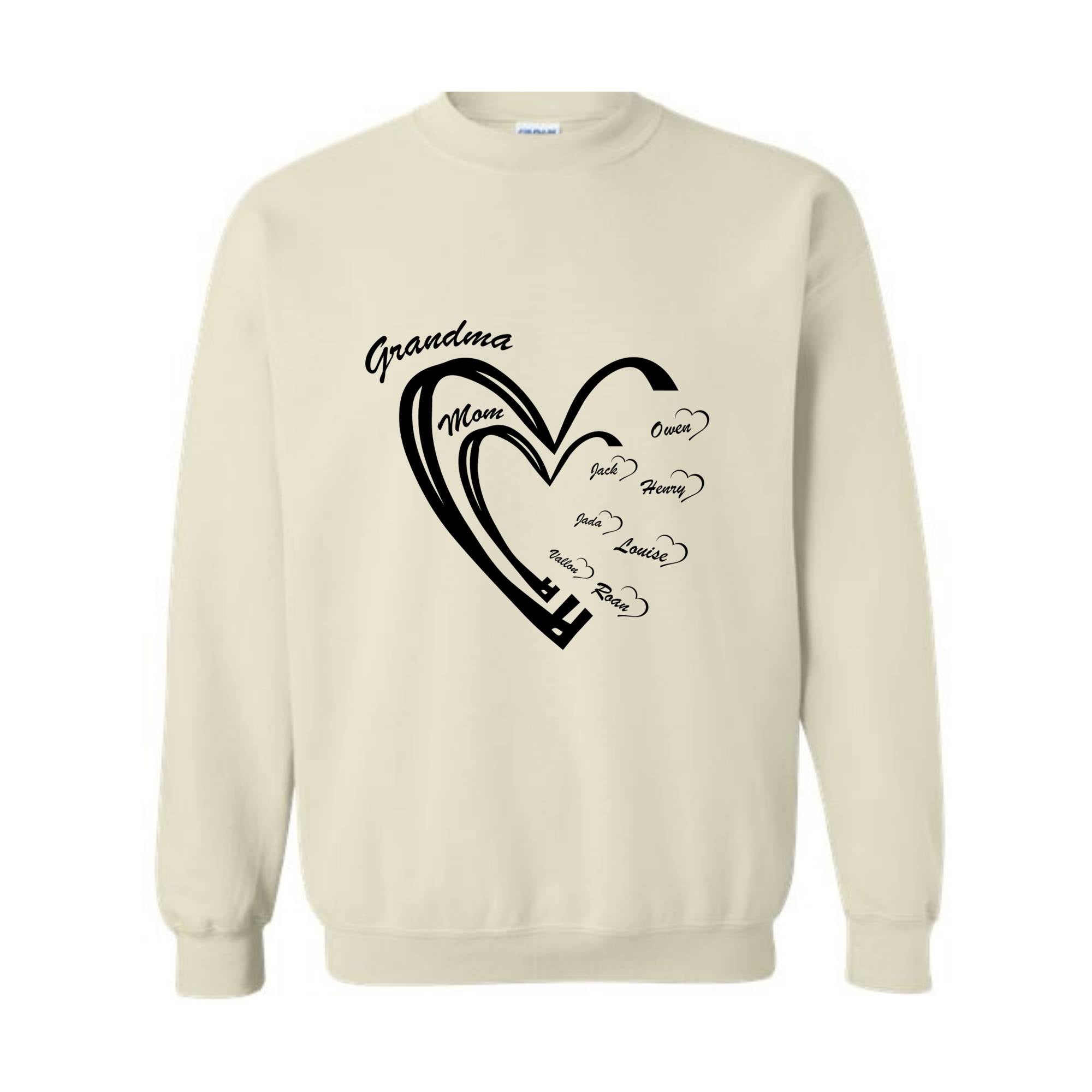 Custom Grandma Heart Sweatshirt, First Time Grandma Sweatshirt, kids Names , Godmerch Sweatshirt, Mother's Day