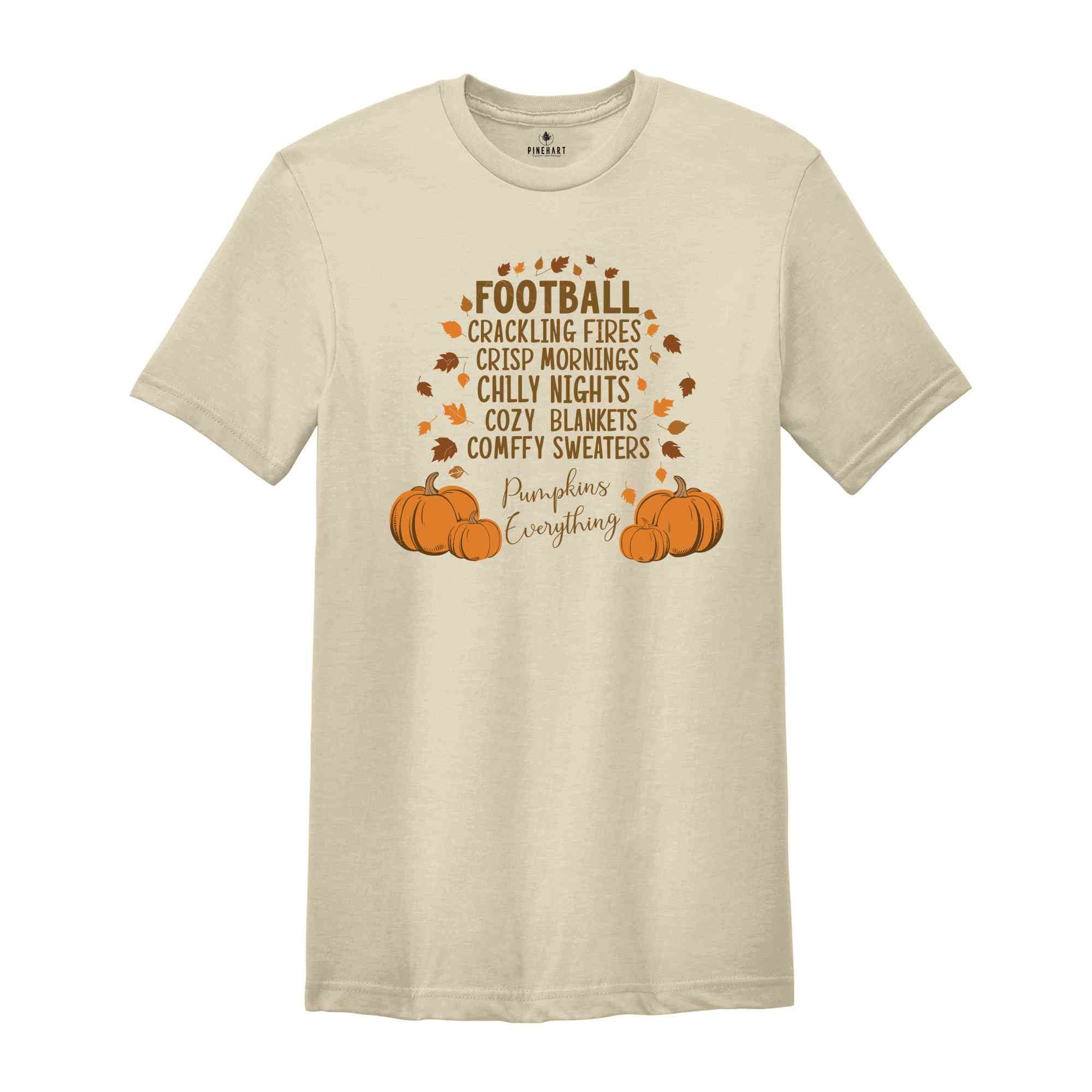 Cozy Blankets Crunchy Leaves Crackling Fires Football Shirt, Fall List Shirt, Womens Halloween Shirt, Thanksgiving Gifts, Autumn Shirt