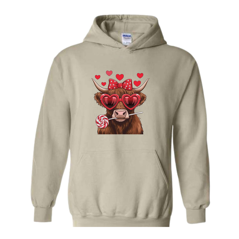 Highland Cow Valentine Hoodie, Heifer Valentine Hoodie, Western Valentine Hoodie, Cow Lover Gift, Cowgirl Valentine Tee