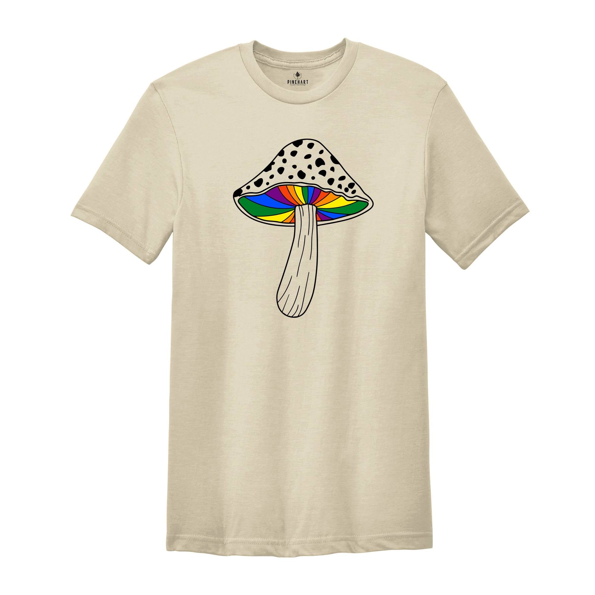 Rainbow Magic Mushroom Shirt, LGBTQ Mushroom T-shirt, Moon Phase Shirt, Gay Magic Mushroom Shirt, Lesbian Pride Tee