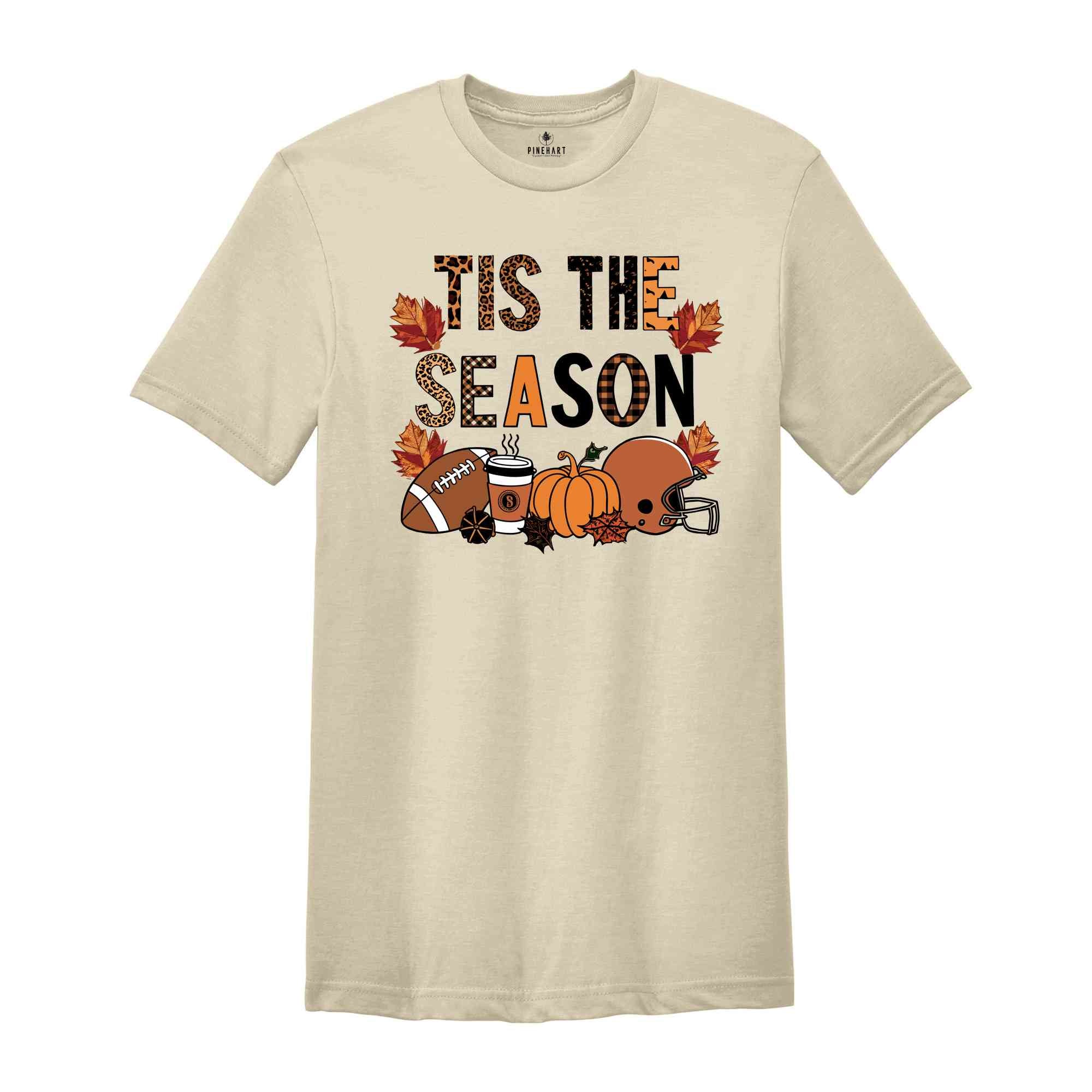 Tis The Season Shirt, Fall Vibes Shirt, Leopard Shirt, Fall Lover Gift, Good Vibes Shirt, Football Season Shirt, Cute Football Shirt