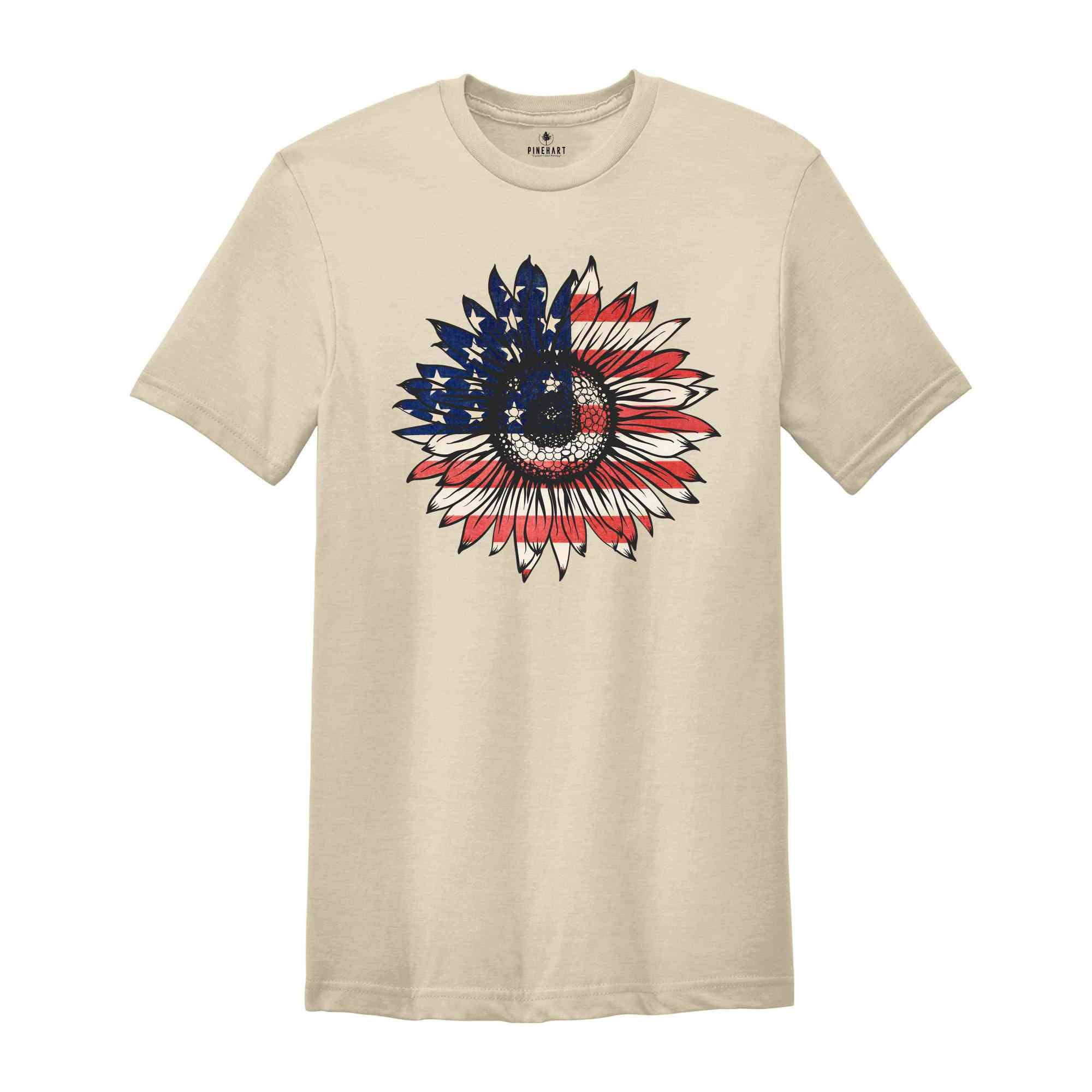 American Sunflower Shirt, 4th Of July Shirt, USA Shirt, Patriotic Shirt, Independence Day Shirt, Red White And Blue, Fourth Of July