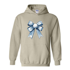 Golf Bow Sweatshirt, Cute Sport Hoodie, Coquette Bow Hoodie, Cute Mom Hoodie, Golf Lover Hoodie, Blue Bow Hoodie, Golf Lover Gift