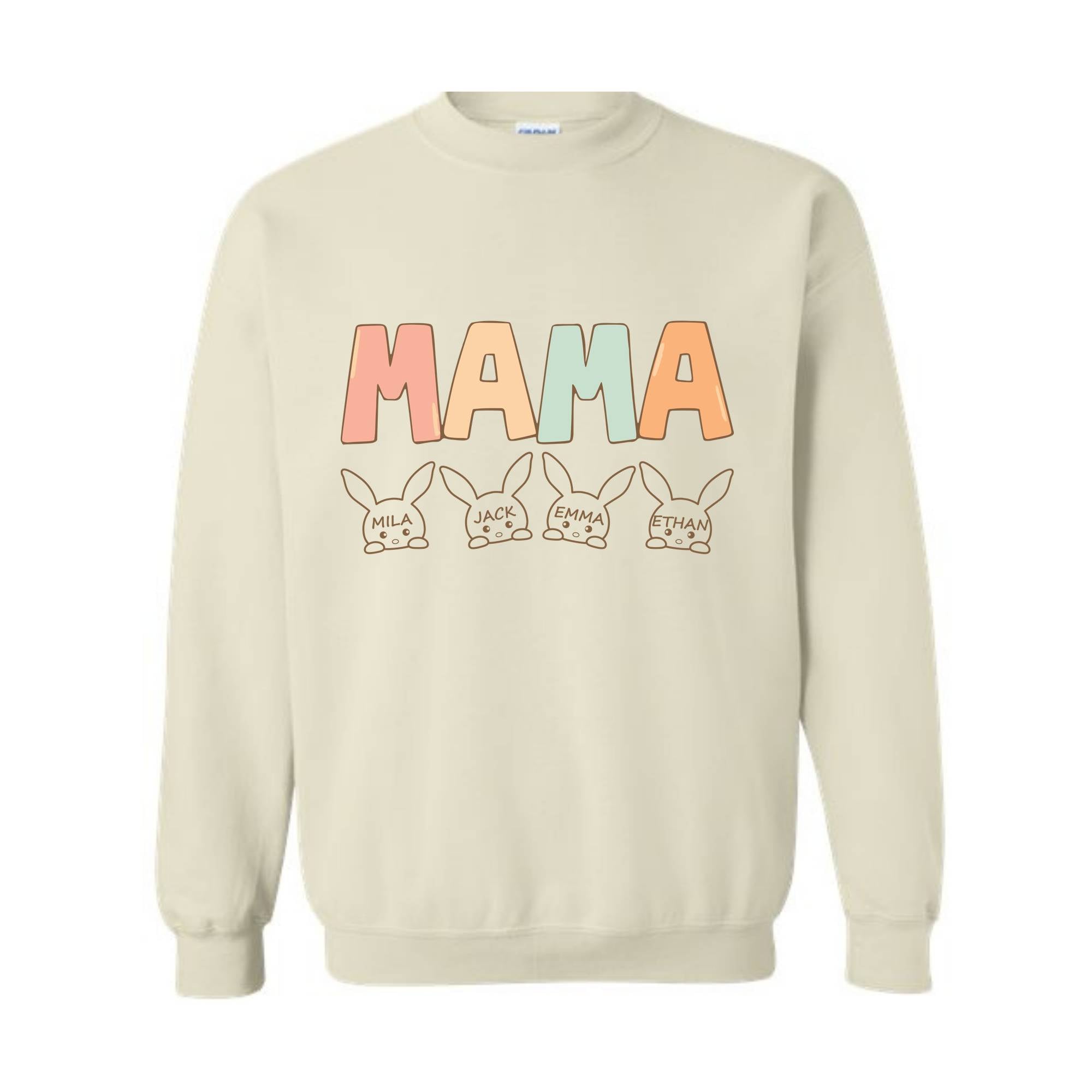 Custom Mama Easter Sweatshirt, Mama Sweatshirt With Kids Names, Happy Easter Sweater, Personalized Easter Day Sweater