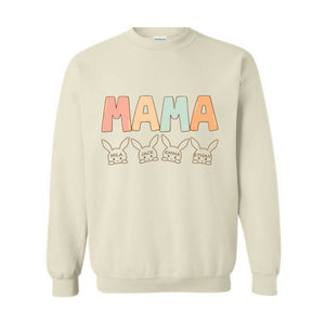 Custom Mama Easter Sweatshirt, Mama Sweatshirt With Kids Names, Happy Easter Sweater, Personalized Easter Day Sweater