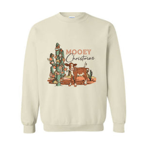 Mooey Christmas Sweatshirt, Western Christmas Sweater, Cowboy Christmas Sweatshirt, Country Christmas