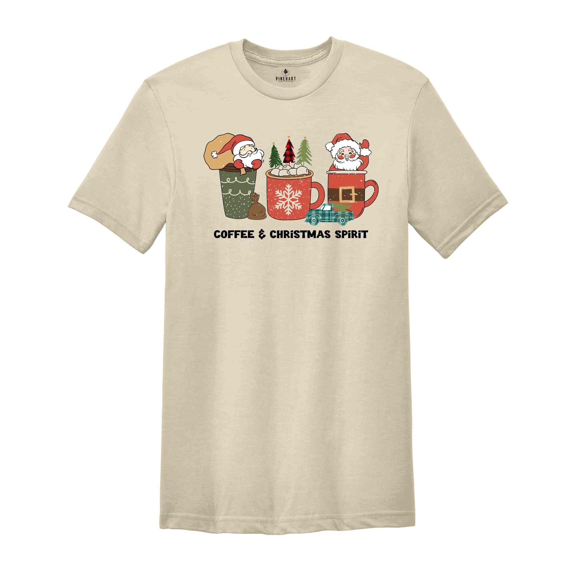 Coffee & Christmas Spirit Shirt, Santa Shirt, Christmas Tree Shirt, Christmas Pajamas, New Year Shirt, Christmas Gift, Holiday Shirt