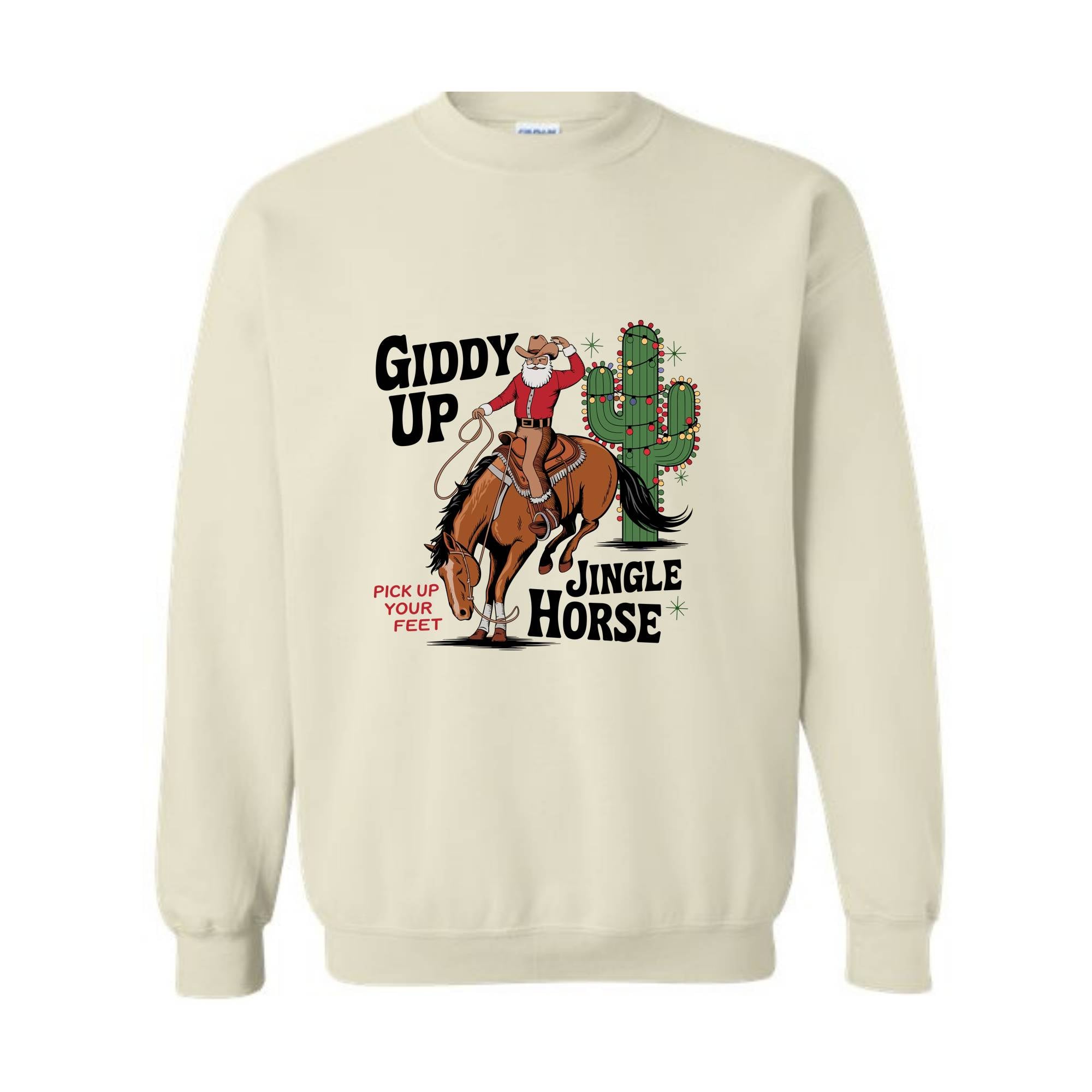 Giddy Up Jingle Horse Pick Up Your Feet Sweatshirt, Cowboy Christmas Hoodie, Christmas Horse Hoodie, Cowgirl Hoodie, Christmas Sweatshirt