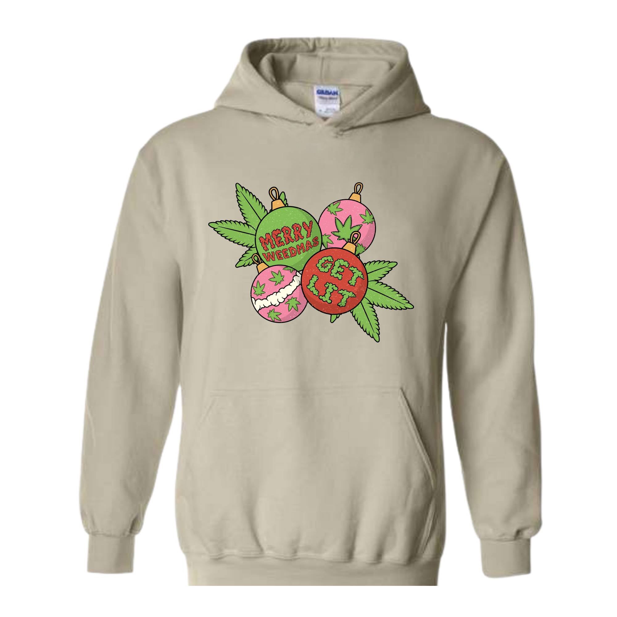 Merry Weedmas Get Lit Sweatshirt, Merry Weedmas Sweatshirt, Christmas Gift, Smoke Weed Sweatshirt, Christmas Sweatshirt