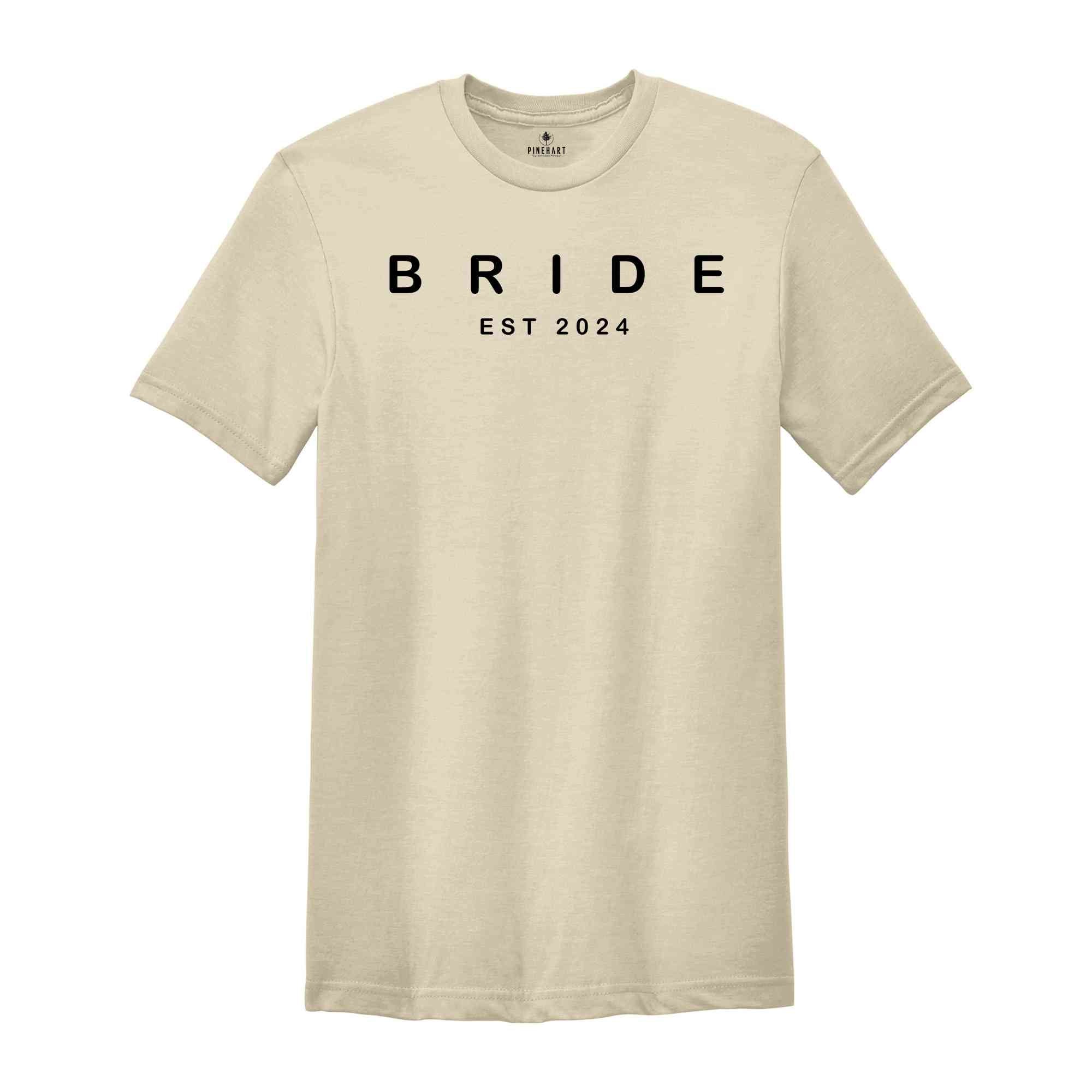 Bride and Groom EST 2024 Shirt, Bride Shirt, Cute Bride Shirt, Bridal Shower Shirt, Engagement Gift, Matching Bride and Groom Shirt