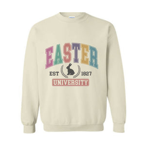 Easter University Sweatshirt, Easter Sweatshirt, College Sweatshirt, Happy Easter Day, Bunny Sweatshirt, Rabbit Sweatshirt, Easter Crewneck