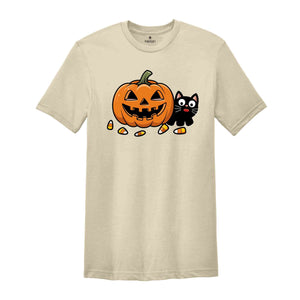 Black Cat And Pumpkin Shirt, Halloween Shirt, Vintage Black Cat Shirt, Fall Shirt, Spooky Season Shirt, Funny Halloween Shirt