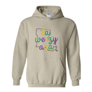 Louisiana Mardi Gras Hoodie, Mardi Gras Hoodie, Louisiana Map Hoodie, Mardi Hoodie, Cute Mom Hoodie, Festival Hoodie, Mom Hoodie