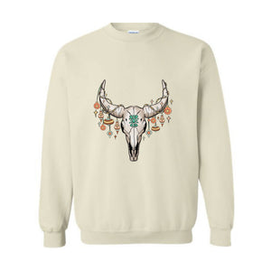 Western Christmas Sweatshirt, Bull Skull , Cowboy Christmas Sweater, Cowgirl Sweatshirt, Christmas Gifts