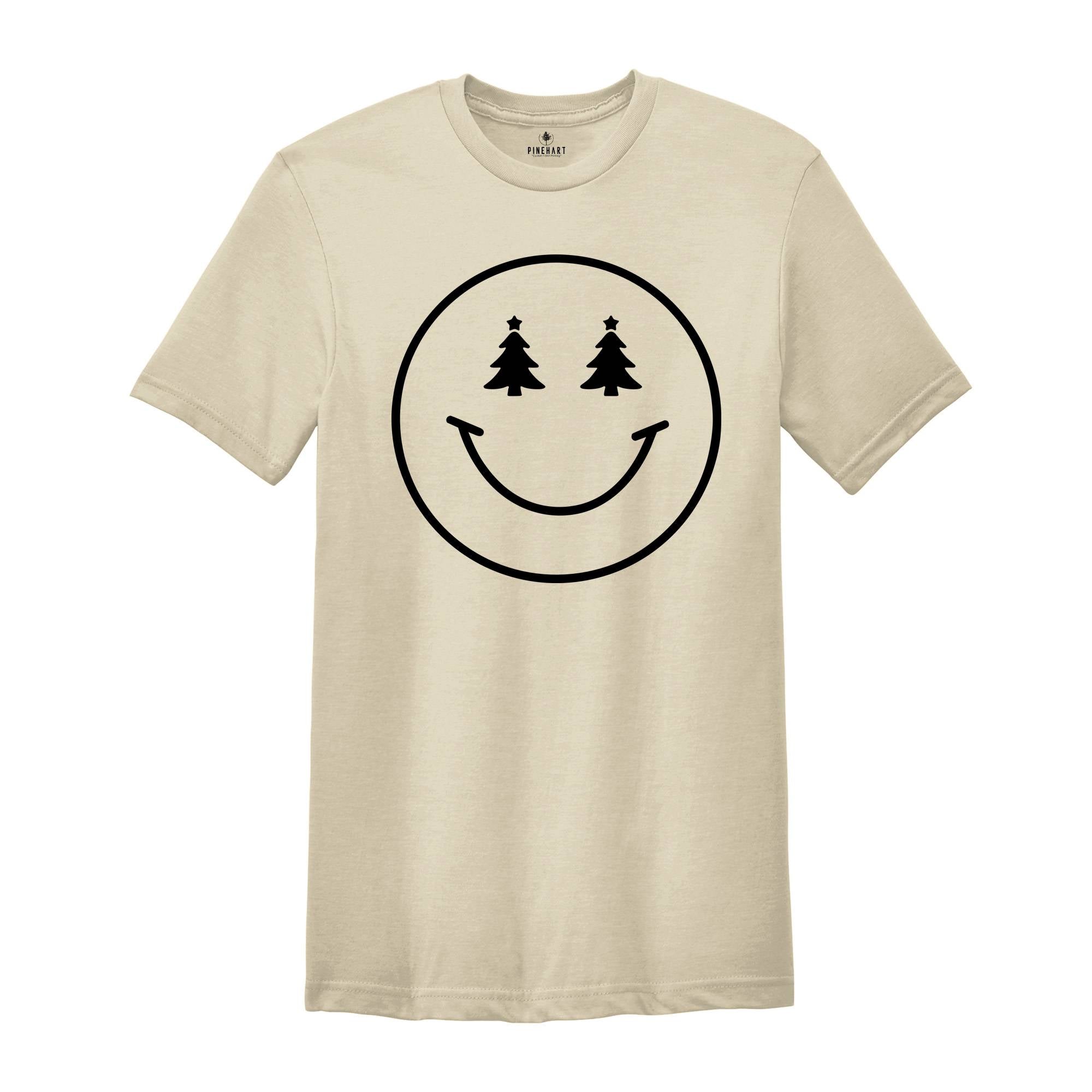 Christmas Happy Face, Smiley Face Shirt, Christmas Tree Shirt, Happy Face Tree, Merry Christmas Tee, Funny Holiday Apparel