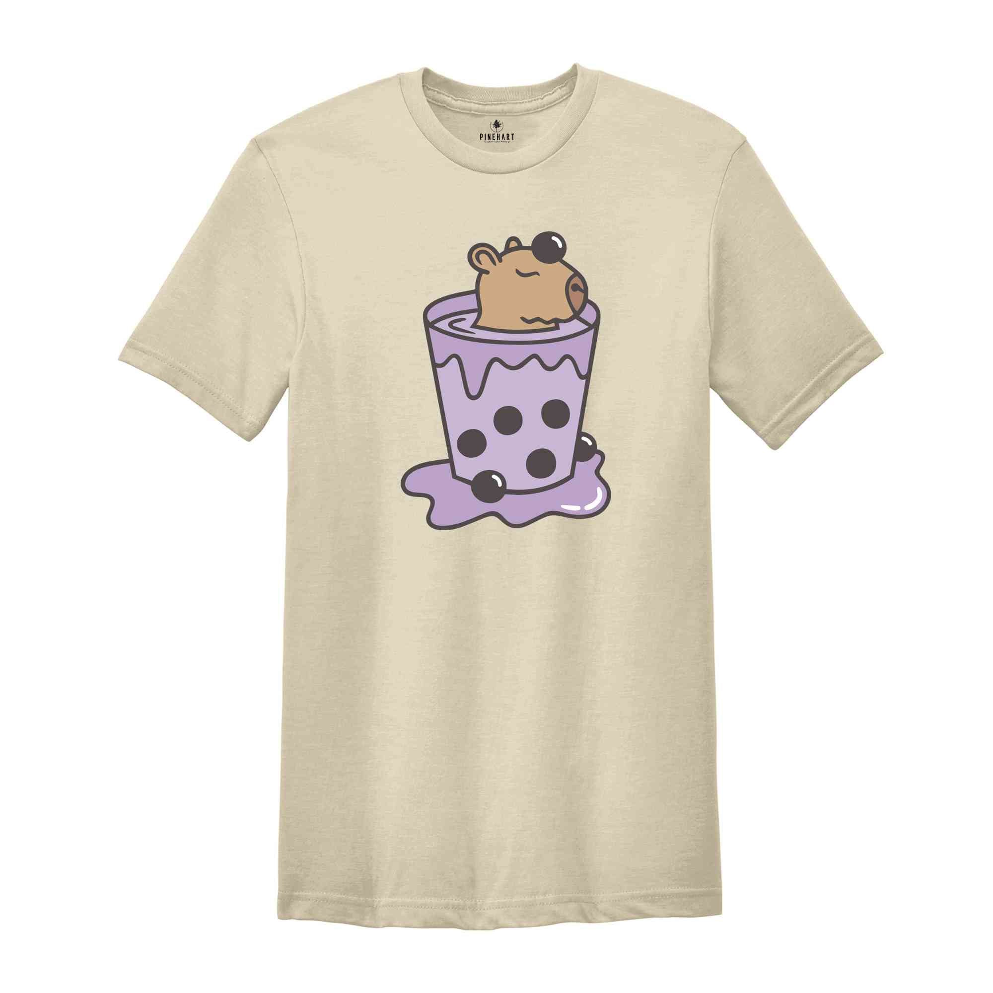 Cute Capybara T-Shirt, Capybobara Shirt, Capybara Lover T-Shirt, Capybara In A Cup Tee, Boba Tea Lover Shirt