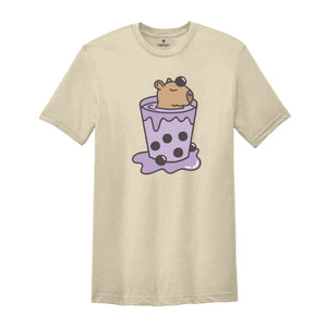 Cute Capybara T-Shirt, Capybobara Shirt, Capybara Lover T-Shirt, Capybara In A Cup Tee, Boba Tea Lover Shirt