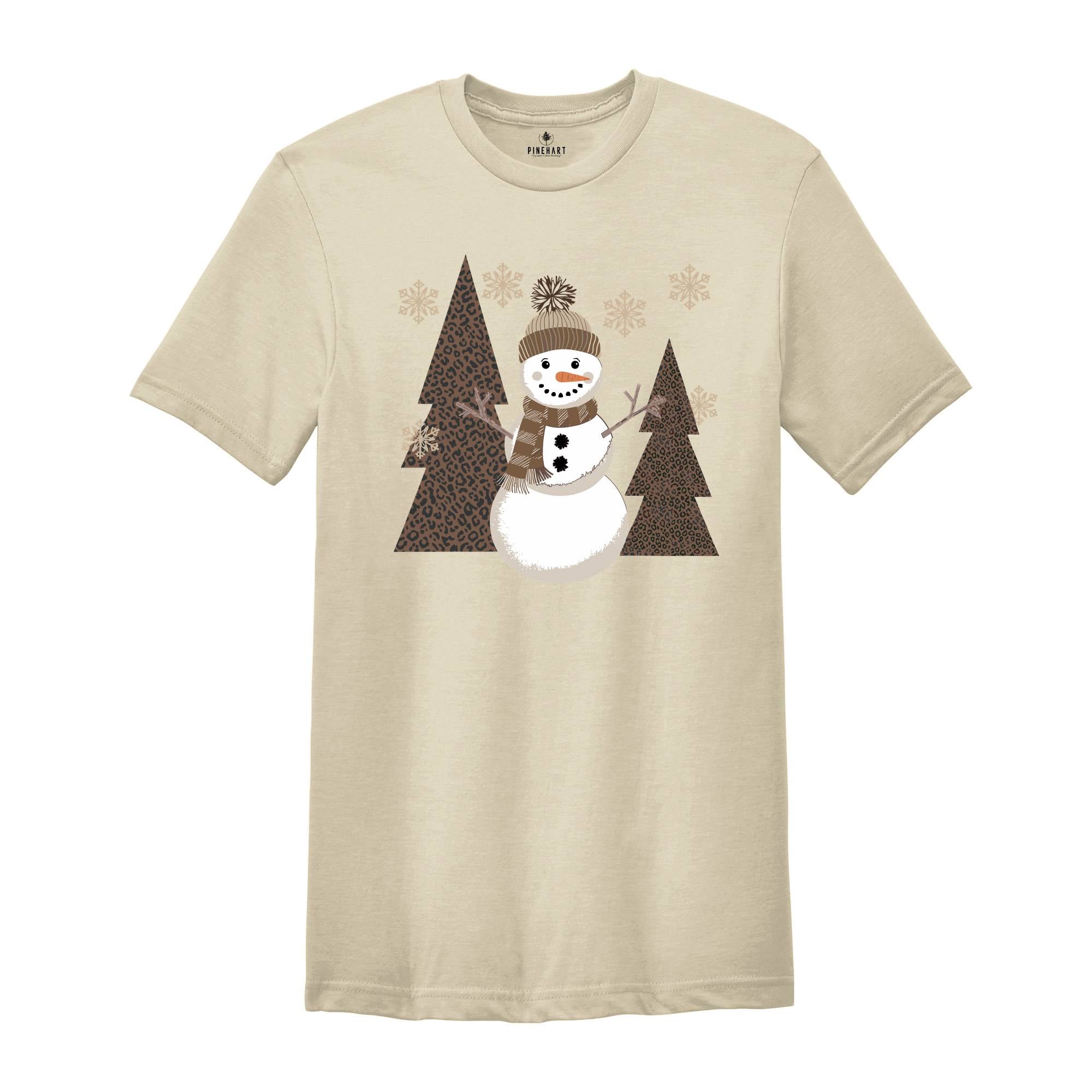 Leopard Christmas Snowman Shirt, Winter Cozy Shirt, Leopard Snowman Shirt, Christmas Shirt, Holiday Shirt, Christmas Mom Shirt