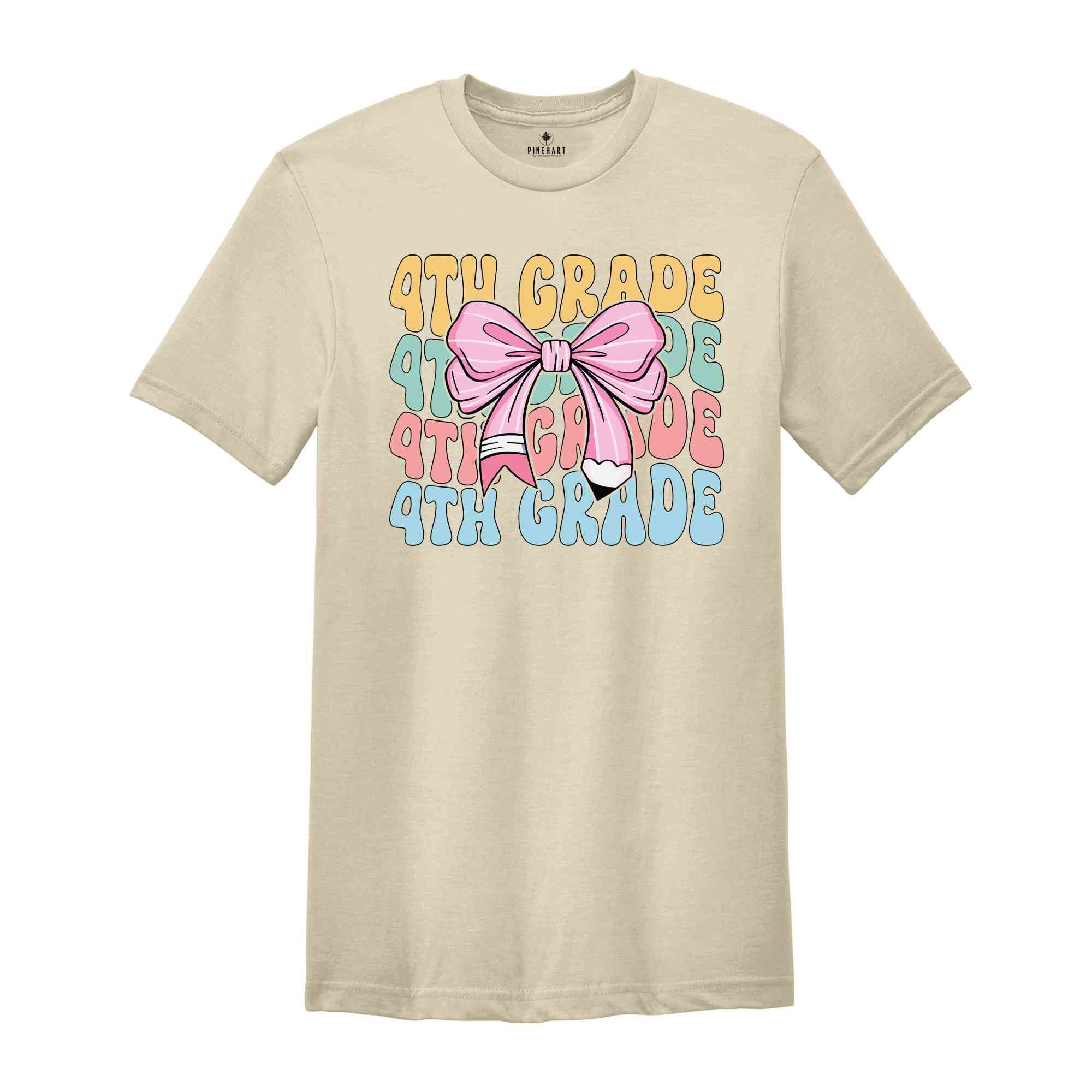 4th Grade Teacher Coquette Shirt, Teacher Pencil Coquette Bow Shirt, Teacher T-Shirt, Teacher Appreciation Shirt, Gifts For Teachers