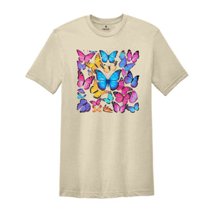 Rainbow Butterfly T-shirt, Cute Butterfly Gift, watercolor Butterflies Shirt, Cute Gift for Women, Summer Shirt, Cute Butterfly Shirt