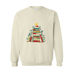 Book Christmas Tree Sweatshirt, Book Lover Gift, Christmas Tree T-Shirt, Book Lover Shirt, Christmas Bookworm, Bookish Christmas Gift, Liter