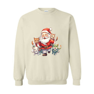 Vintage Santa Cats Christmas Sweatshirt, Retro Christmas Sweatshirt, Vintage Christmas Sweatshirt, Christmas Sweatshirt, Santa Sweatshirt