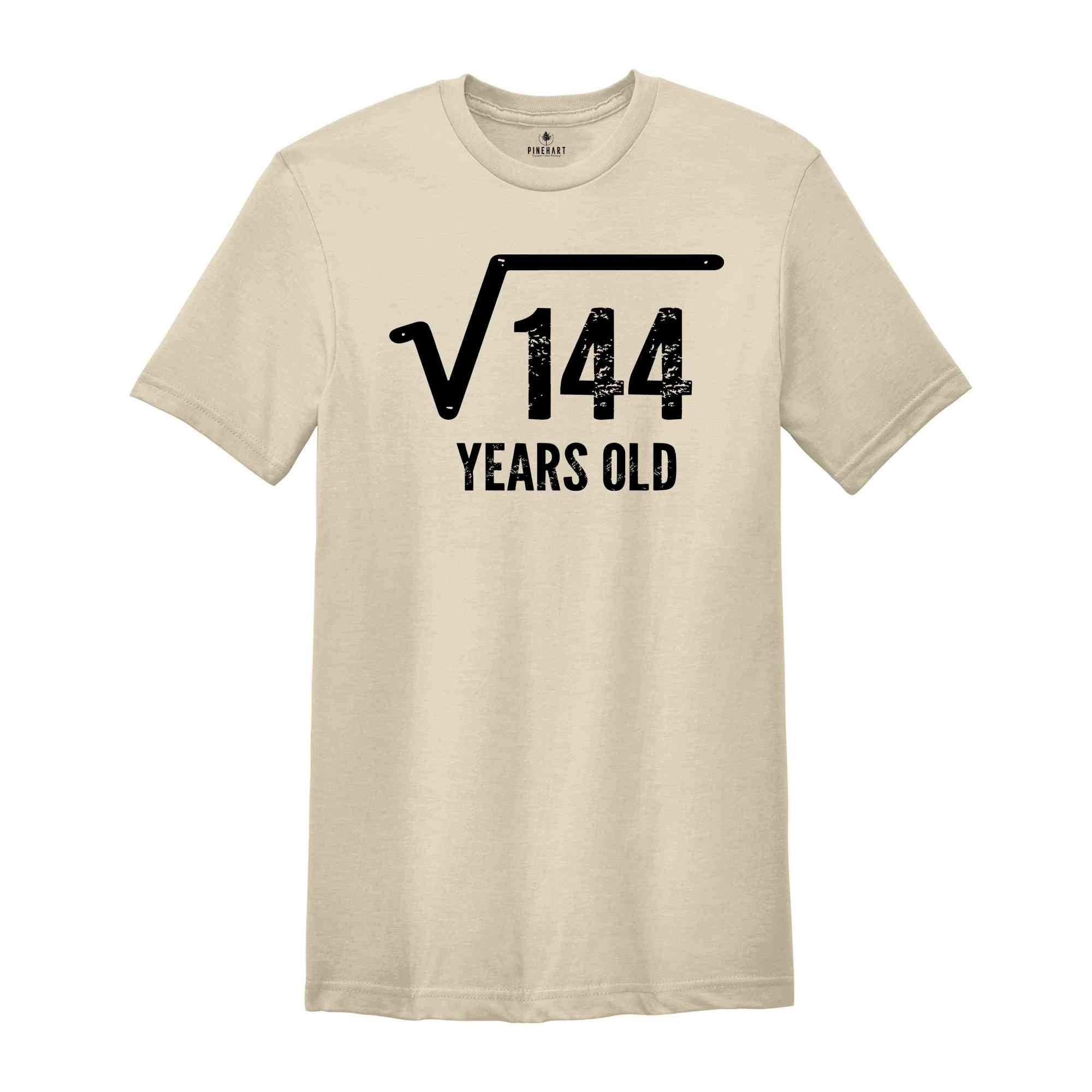 Square Root Of 144 Years Old Shirt, 12th Birthday Shirt, Born In 2012 Shirt, 12th Birthday Gift, 12th Birthday Party Shirt