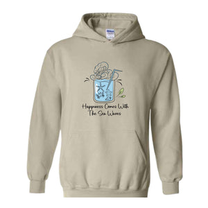 Happiness Comes With the Sea Waves Sweater, Happy Day Sweater, Summer Day Sweater, Waves Sea Sweatshirt, Juice Sea With Straw