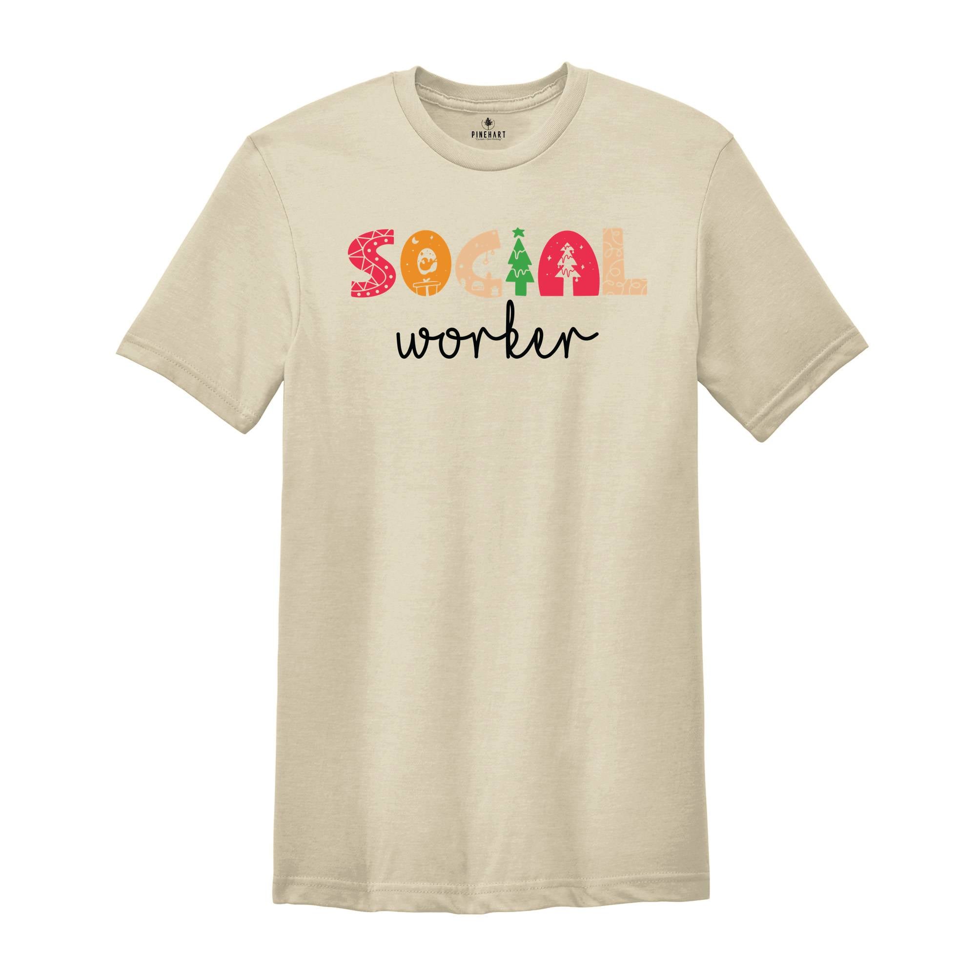 Social Worker Christmas T-Shirt, School Social Worker Gifts, Holiday Social Worker Xmas Gifts, Therapist Shirts