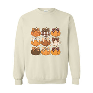 Retro Fall Sweatshirt, Coquette Bow Sweatshirt, Pumpkin Coquette Sweatshirt, Cute Autumn Sweatshirt, Fall Sweatshirt, Thanksgiving Sweater